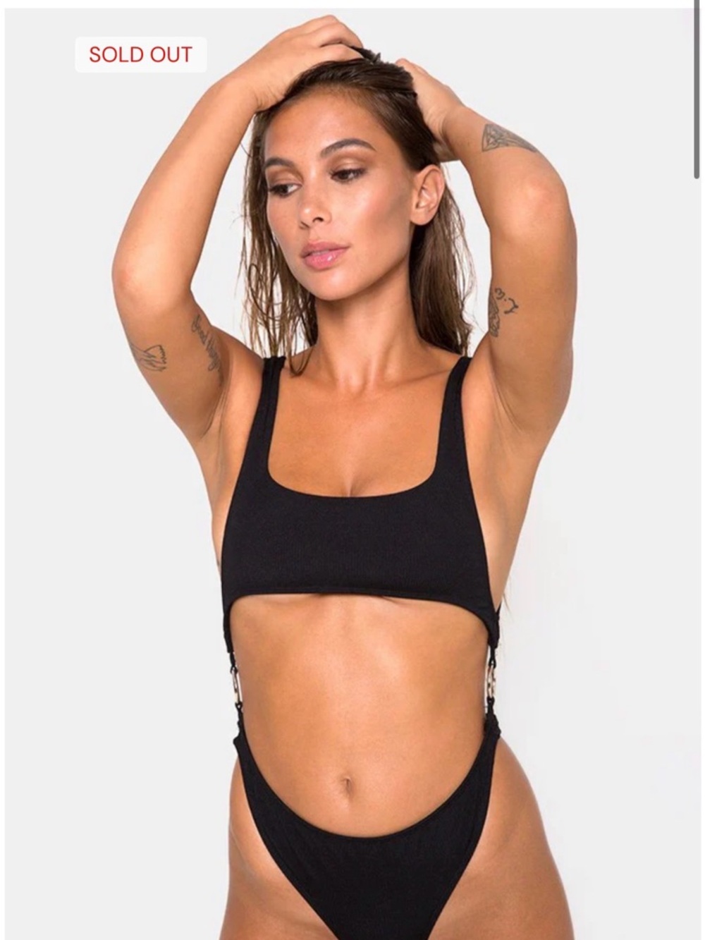 NWT Motel Rocks Black Cutout One-Piece Swimsuit